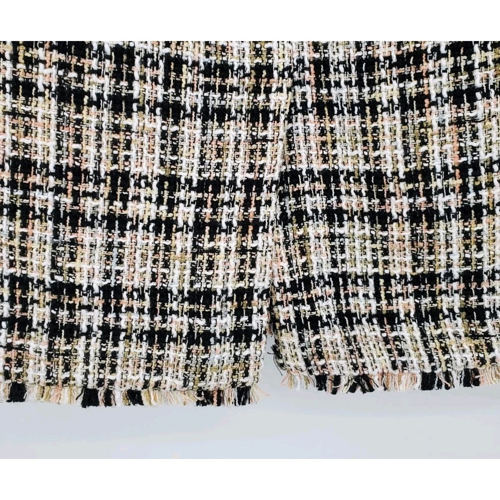 Calvin Klein Tweed Lined Fringe Hem Pencil Skirt Size 16 Black Beige Pink New - Picture 6 of 9